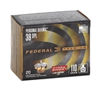 Federal Premium Personal Defense Low Recoil Ammunition 38 Special 110 Grain Hydra-Shok Jacketed Hollow Point Box of 20