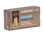 Prvi Partizan 9mm Luger Sub-Sonic 158 Grain FMJ Ammo