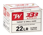 Winchester Ammunition 22 Long Rifle 36 Grain Plated Lead Hollow Point Box of 333
