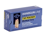 Prvi Partizan Handgun Ammunition 30 Mauser 85 Grain Full Metal Jacket Box of 50 Rounds