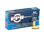 Prvi Partizan Handgun Ammunition 9x18mm 9mm Makarov 93 Grain Full Metal Jacket Box of 50 Rounds