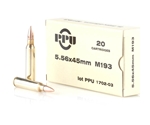 Prvi Partizan Ammunition 5.56x45mm (223 Remington) M193 55 Grain Full Metal Jacket Box of 20