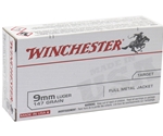 Winchester USA Ammunition 9mm Luger 147 Grain Full Metal Jacket Flat Nose Box of 50