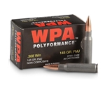 Wolf Rifle Ammunition 308 Winchester 145 Grain Full Metal Jacket Box of 20 Rounds