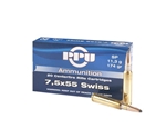 Prvi Partizan Ammunition 7.5mm Schmidt-Rubin (7.5 x 55 Swiss) 174 Grain Soft Point Box of 20