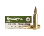 Remington UMC Ammunition 22-250 Remington 45 Grain Jacketed Hollow Point Box of 20