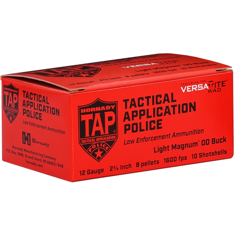 Hornady TAP 12 Gauge 2 3/4" 00 Buckshot 8 Pellets Light Magnum Ammunition