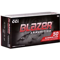 CCI Blazer Ammunition 45 Colt (Long Colt) 200 Grain Jacketed Hollow Point Box of 50