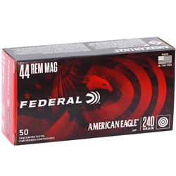 Federal American Eagle Handgun Ammunition 44 Remington Magnum 240 Grain Jacketed Hollow Point Box of 50 Rounds
