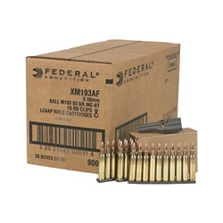 Federal Ammunition 223 Remington XM193 55 Grain Full Metal Jacket Boat Tail Box of 30 on Strippers