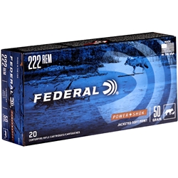 Federal Power-Shok Ammunition 222 Remington 50 Grain Soft Point Box of 20