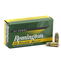Remington High Velocity Ammunition 22 Short 29 Grain Plated Lead Round Nose Box of 50
