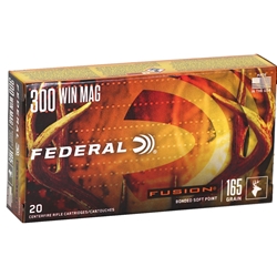 Federal Fusion Ammunition 300 Winchester Magnum 165 Grain Spitzer Boat Tail Box of 20