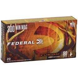 Federal Fusion Ammunition 300 Winchester Magnum 180 Grain Spitzer Boat Tail Box of 20