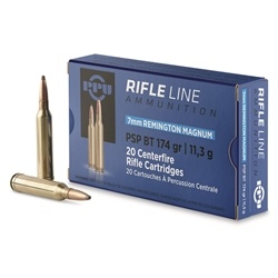 Prvi Partizan Ammunition 7mm Remington Magnum 174 Grain Pointed Soft Point Box of 20