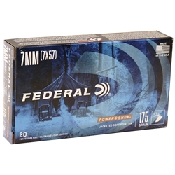 Federal Power-Shok Rifle Ammunition 7x57mm Mauser (7mm Mauser) 175 Grain Round Nose Soft Point Box of 20 Rounds