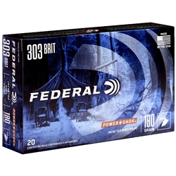 Federal Power-Shok Ammunition 303 British 180 Grain Speer Hot-Cor Soft Point Box of 20