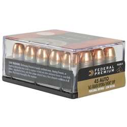 Federal Premium Personal Defense Low Recoil Ammunition 45 ACP 165 Grain Hydra-Shok Jacketed Hollow Point Box of 20