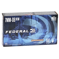 Federal Power-Shok Ammunition 7mm-08 Remington 150 Grain Speer Hot-Cor Soft Point Box of 20