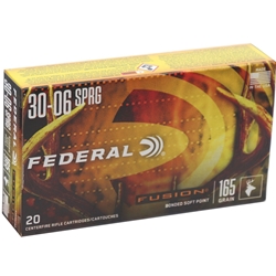 Federal Fusion Rifle Ammunition 30-06 Springfield Spitzer Boat Tail Box of 20 Rounds