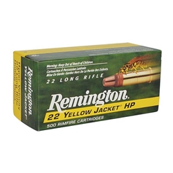 Remington Yellow Jacket Hyper Velocity Ammunition 22 Long Rifle 33 Grain Plated Truncated Cone Hollow Point
