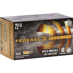 Federal Gold Medal Rimfire Ammunition 22 Long Rifle 40 Grain Solid Box of 50 Rounds