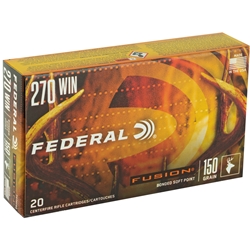 Federal Fusion Rifle Ammunition 270 Winchester 150 Grain Spitzer Boat Tail Box of 20 Rounds