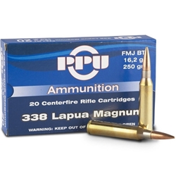 338 Lapua Magnum Ammo-Prvi Partizan Rifle Ammunition 338 Lapua Magnum 250 Grain FMJ Ammo