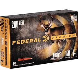 280 Remington Ammo-Federal Premium Vital-Shok Rifle Ammunition 280 Remington 150 Grain Nosler Partition Ammo