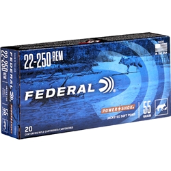 Federal Power-Shok Ammunition 22-250 Remington 55 Grain Soft Point Box of 20