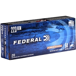 Federal Power-Shok Ammunition 223 Remington 64 Grain Jacketed Soft Point Box of 20