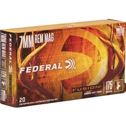 7mm Remington Magnum Ammo-Federal Fusion Rifle Ammunition 175 Grain Spitzer Boat Tail Ammo