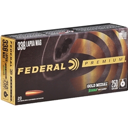 Federal Premium Gold Medal 338 Lapua Magnum 250 Grain Sierra MatchKing HP Ammo