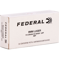 Federal Law Enforcement 9mm Luger 115 Grain Hi-Shok Jacketed Hollow Point