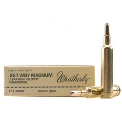 Weatherby 257 Weatherby Magnum 117 Grain Hornady Round Nose Ammo