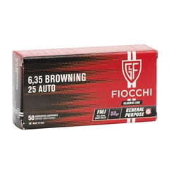 Fiocchi Shooting Dynamics 25 ACP AUTO 50 Gr. Full Metal Jacket Ammo