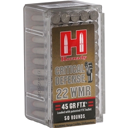 Hornady Critical Defense 22 Winchester Magnum Rimfire WMR 45 Grain FTX