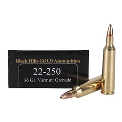 Black Hills Gold Ammunition 22-250 Remington 36 Grain Barnes Varmint Grenade Box of 20