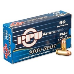 Prvi Partizan Handgun Ammunition 380 Auto ACP 94 Grain Full Metal Jacket Box of 50