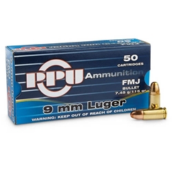 Prvi Partizan Ammunition 9mm Luger 115 Grain Full Metal Jacket Box of 50
