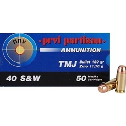 Prvi Partizan Ammunition 40 S&W 180 Grain Total Metal Jacket Box of 50