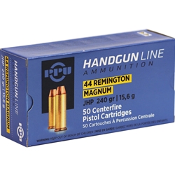 Prvi Partizan Ammunition 44 Remington Magnum 240 Grain Jacketed Hollow Point Box of 50
