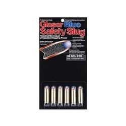 Glaser Blue Safety Slug Ammunition 38 Special +P 80 Grain Safety Slug Package of 6