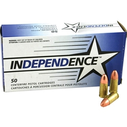 Independence Handgun Ammunition 380 ACP AUTO 90 Grain Full Metal Jacket Box of 50