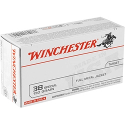 Winchester USA Ammunition 38 Special 130 Grain Full Metal Jacket Box of 50