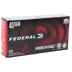 Federal American Eagle Handgun Ammunition 40 S&W 180 Grain Full Metal Jacket Box of 50 Rounds
