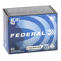 Federal Champion Handgun Ammunition 45 Long Colt 225 Grain Semi-Wadcutter Hollow Point Box of 20 Rounds