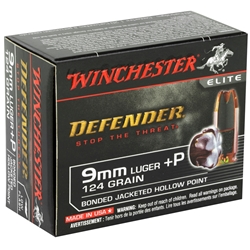 Winchester Supreme Elite Ammunition 9mm Luger +P 124 Grain Bonded PDX1 Jacketed Hollow Point Box of 20