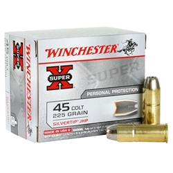 Winchester Super-X Handgun Ammunition 45 Colt (Long Colt) 225 Grain Silvertip Hollow Point Box of 20 Rounds