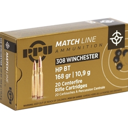 Prvi Partizan Amunition 308 Winchester 168 Grain Match Hollow Point Box of 20